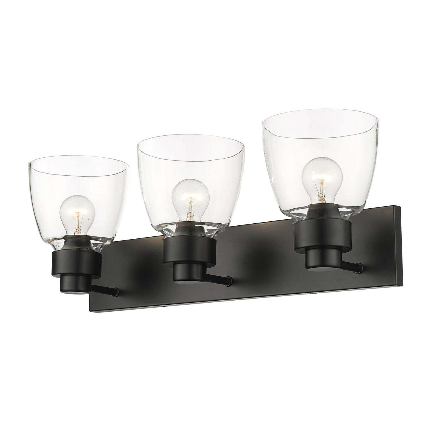 Remy 3 Light Bath Vanity in Matte Black with Clear Glass Shade