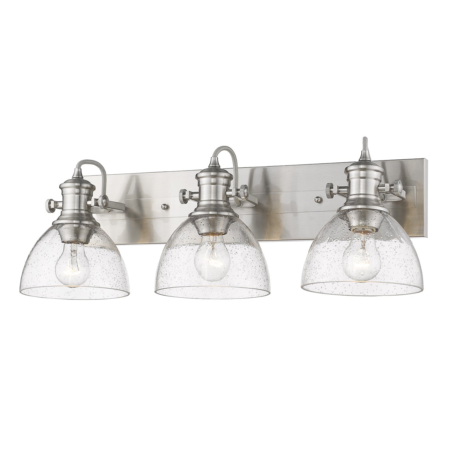 Hines 3-Light Semi-Flush in Pewter with Seeded Glass