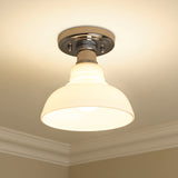 Carver CH Flush Mount in Chrome with Vintage Milk Glass Shade