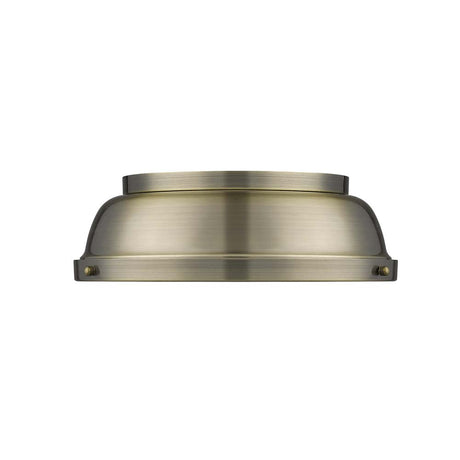 Duncan 14" Flush Mount in Aged Brass with an Aged Brass Shade