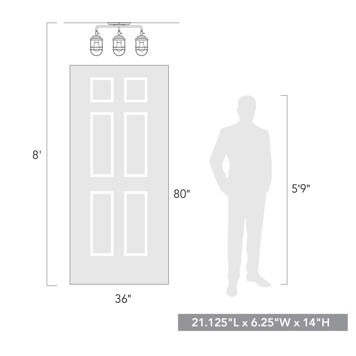 Seaport 3-Light Semi-Flush - Track in Matte Black