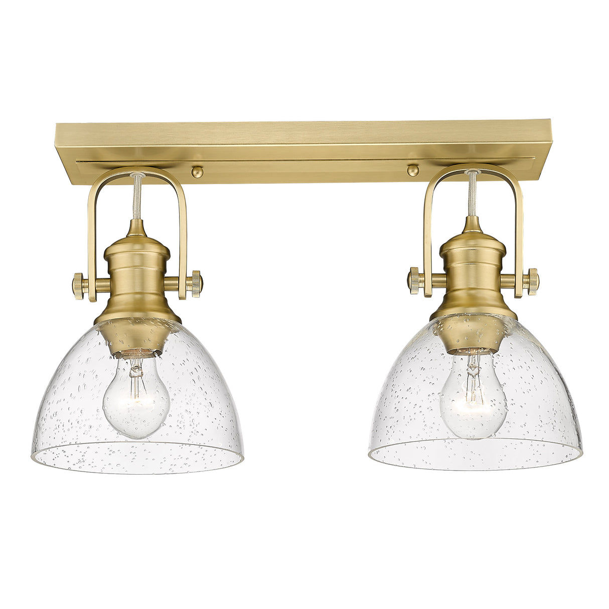 Hines 2 Light Bath Vanity in Brushed Champagne Bronze with Seeded Glass Shades