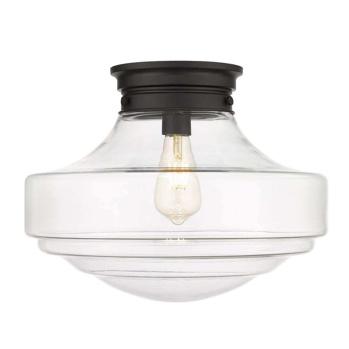 Ingalls Large Semi-Flush in Matte Black with Clear Glass Shade