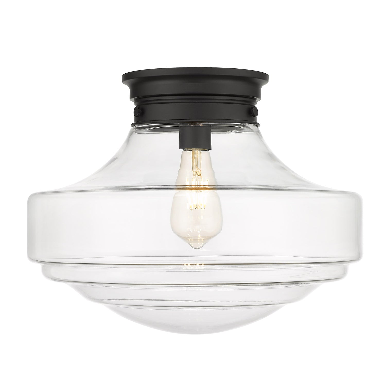 Ingalls Large Semi-Flush in Matte Black with Clear Glass Shade