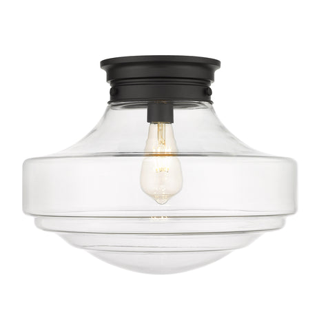 Ingalls Large Semi-Flush in Matte Black with Clear Glass Shade