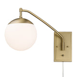 Glenn BCB 1 Light Articulating Wall Sconce in Brushed Champagne Bronze with Opal Glass Shade