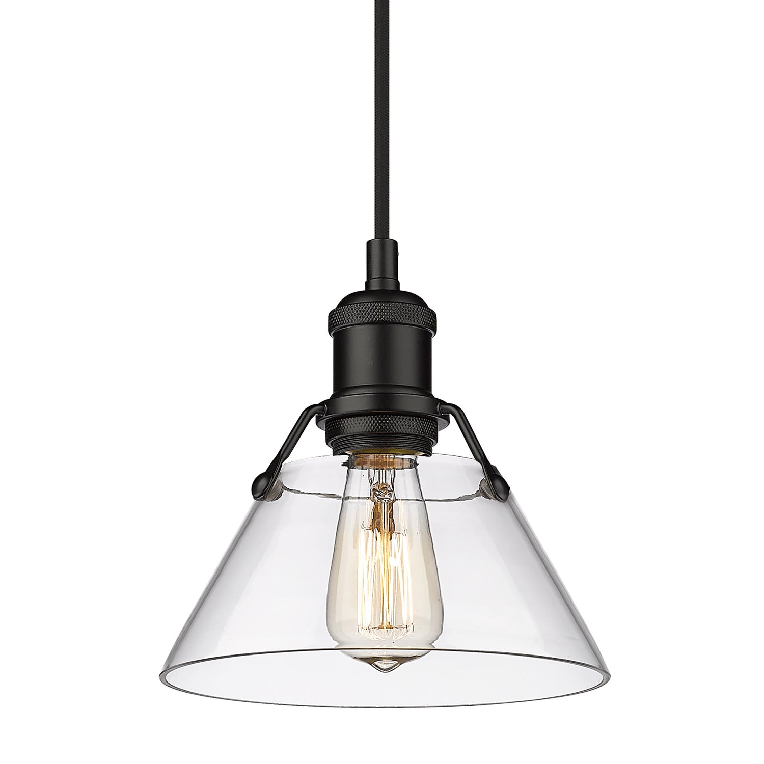 Orwell BLK Small Pendant in Matte Black with Clear Glass Shade