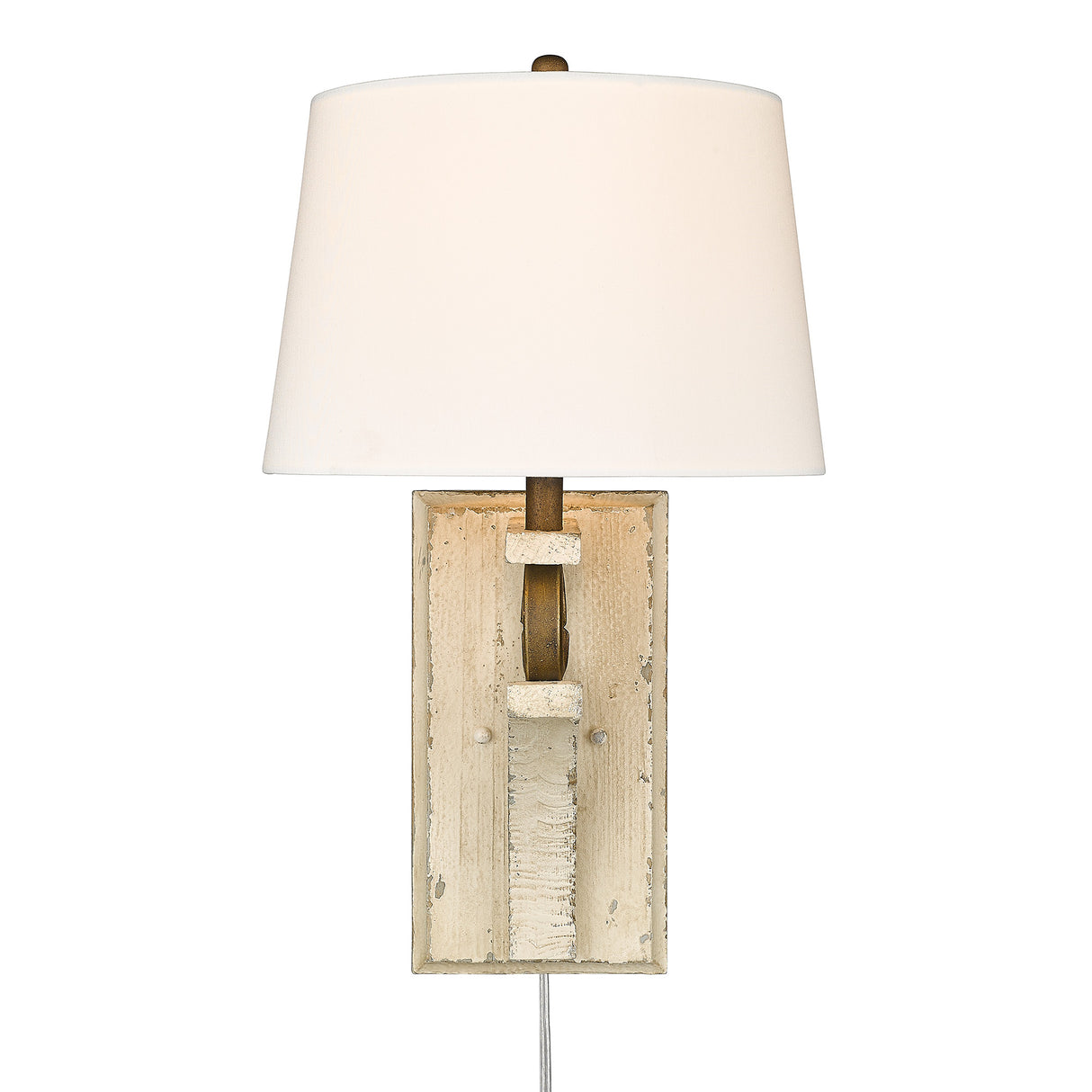 Solay 1 Light Wall Sconce (Plug-in or Hardwire) in Burnished Chestnut with Ivory Linen Shade