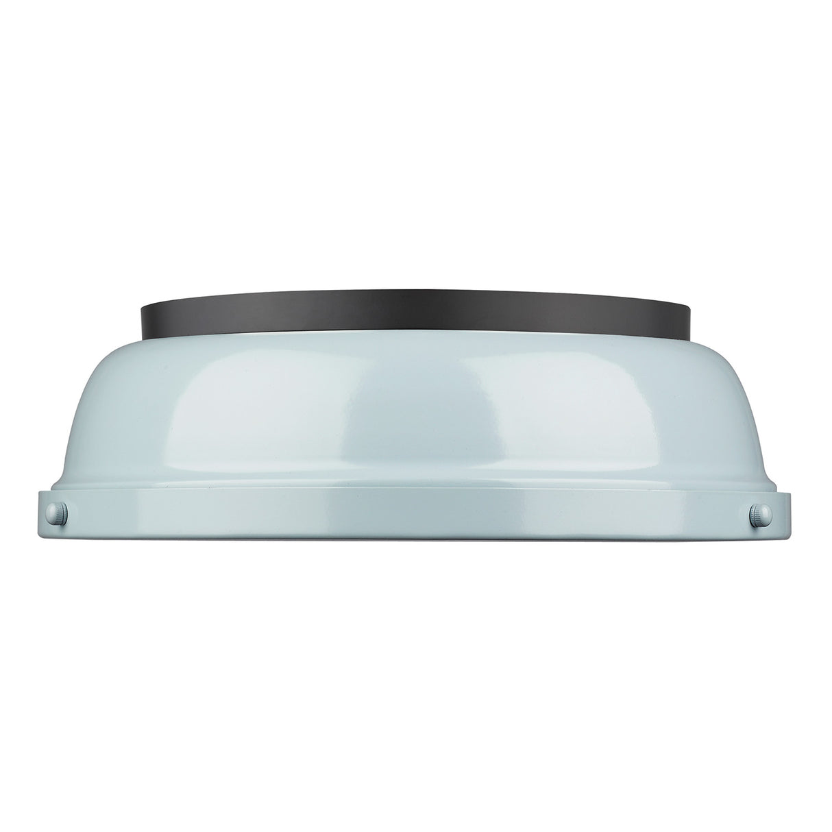 Duncan 14" Flush Mount in Matte Black with a Seafoam Shade