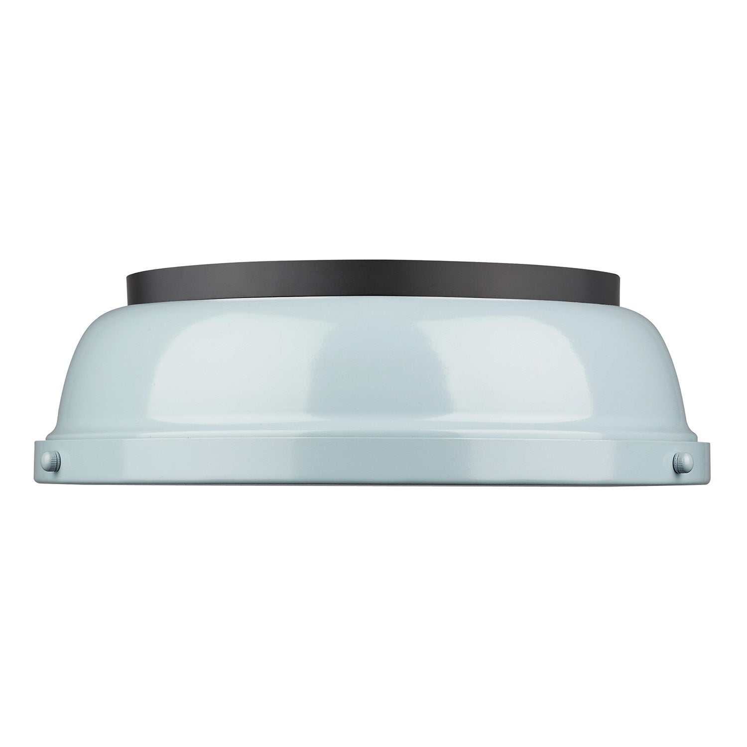Duncan 14" Flush Mount in Matte Black with a Seafoam Shade