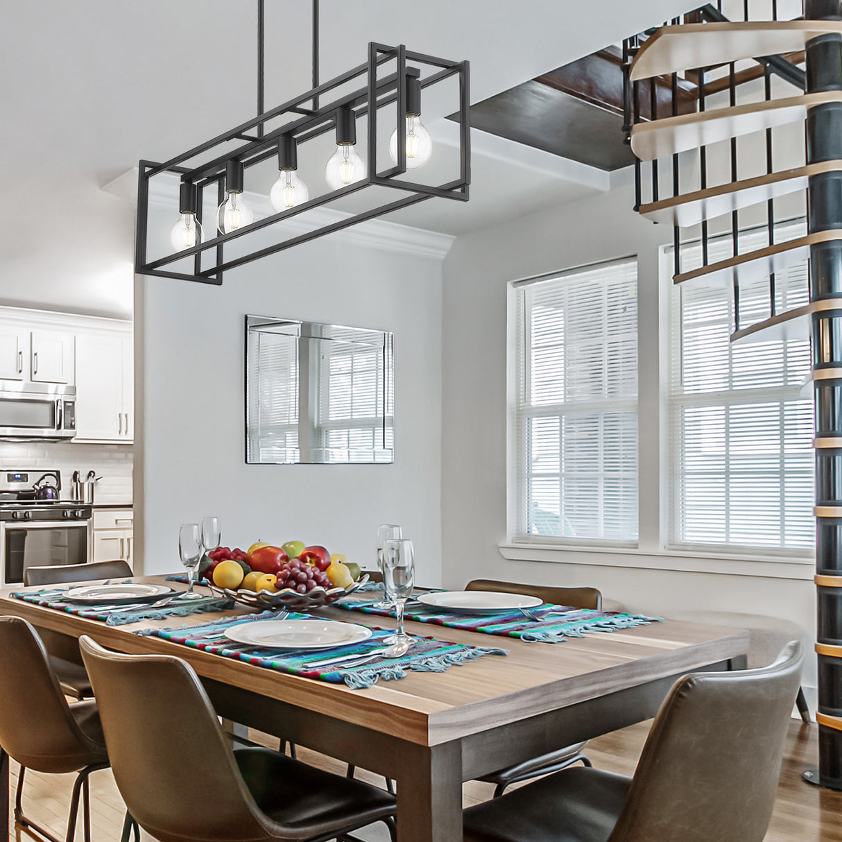 Tribeca Linear Pendant in Matte Black with Matte Black Accents