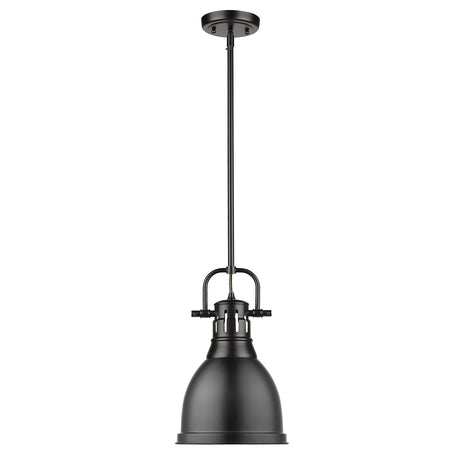 Duncan Small Pendant with Rod in Matte Black with a Matte Black Shade