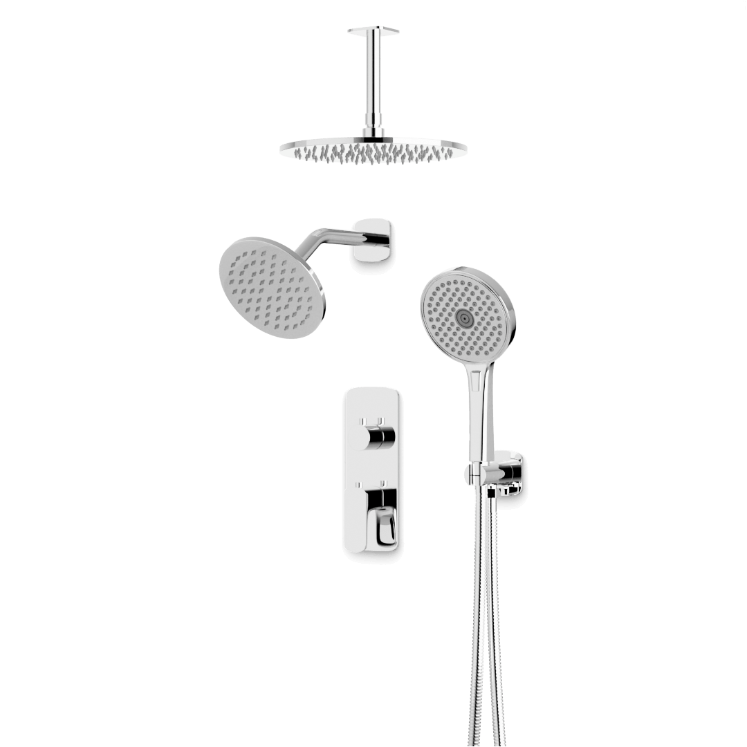 Artos Harmony Thermostatic Shower Trim Kit with Wall & Ceiling Mount Shower Head, Hand Shower Chrome – PS108TRCH