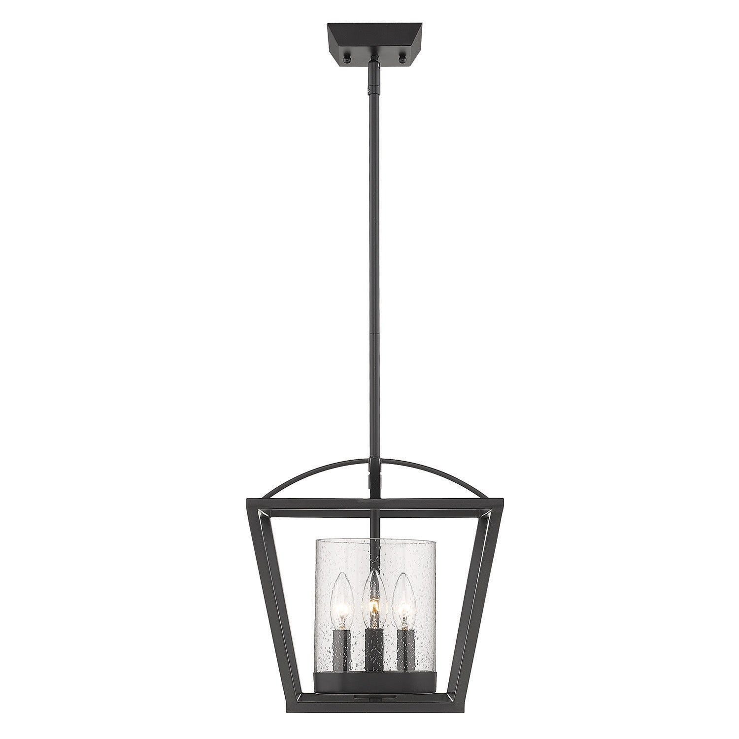 Mercer Semi-Flush in Matte Black with Matte Black accents and Seeded Glass