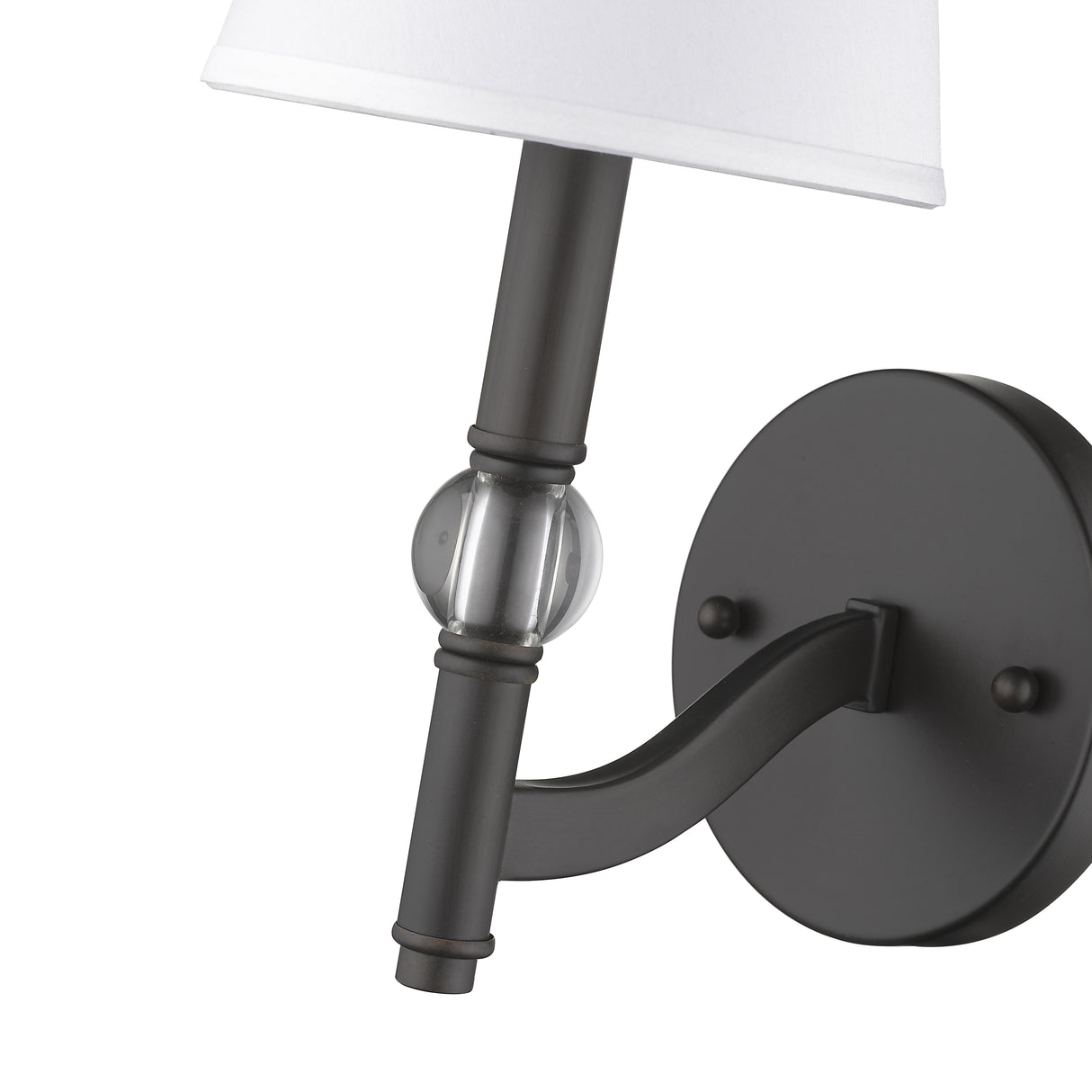 Waverly 1 Light Wall Sconce in Rubbed Bronze with Classic White Shade