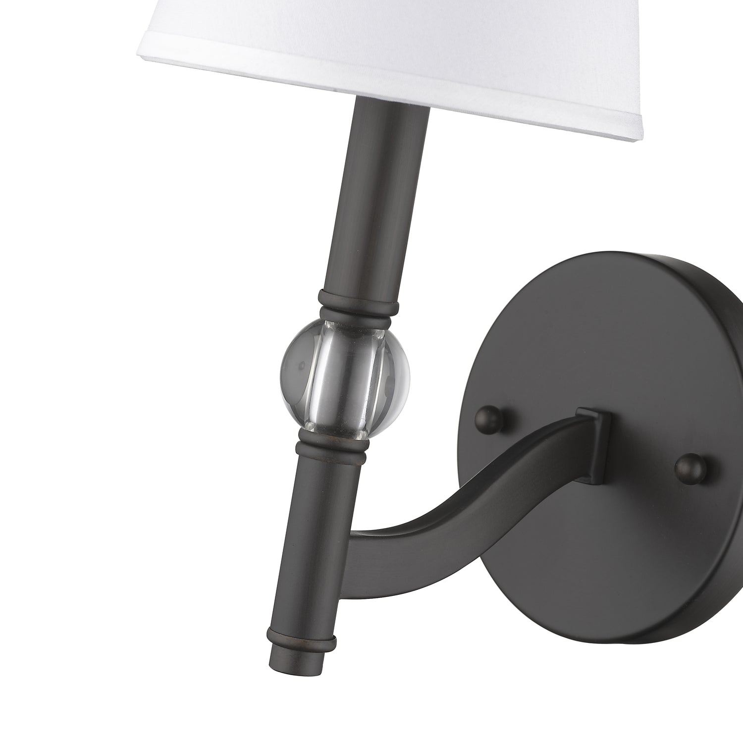 Waverly 1 Light Wall Sconce in Rubbed Bronze with Classic White Shade