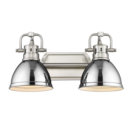 Duncan 2 Light Bath Vanity in Pewter with Chrome Shades