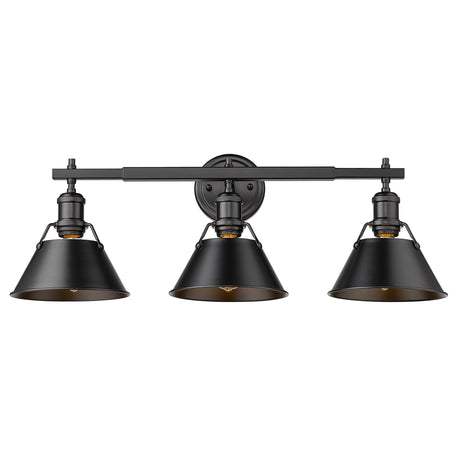 Orwell BLK 3 Light Bath Vanity in Matte Black with Matte Black Shades