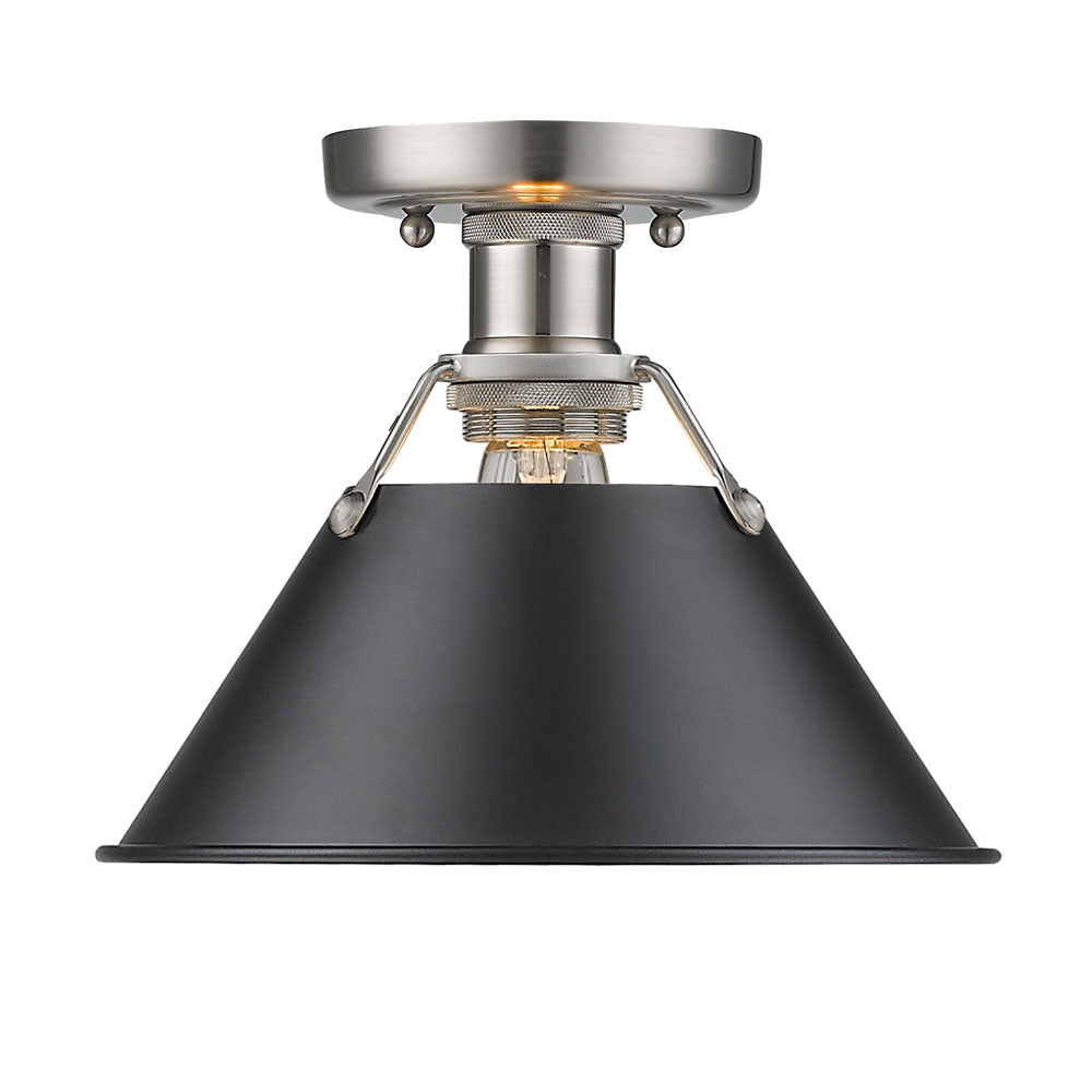 Orwell PW Flush Mount in Pewter with Matte Black Shade