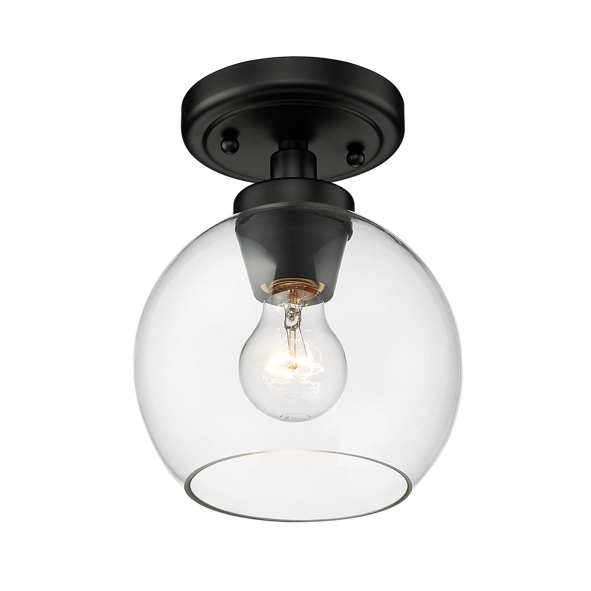 Galveston BLK Flush Mount in Matte Black with Clear Glass Shade