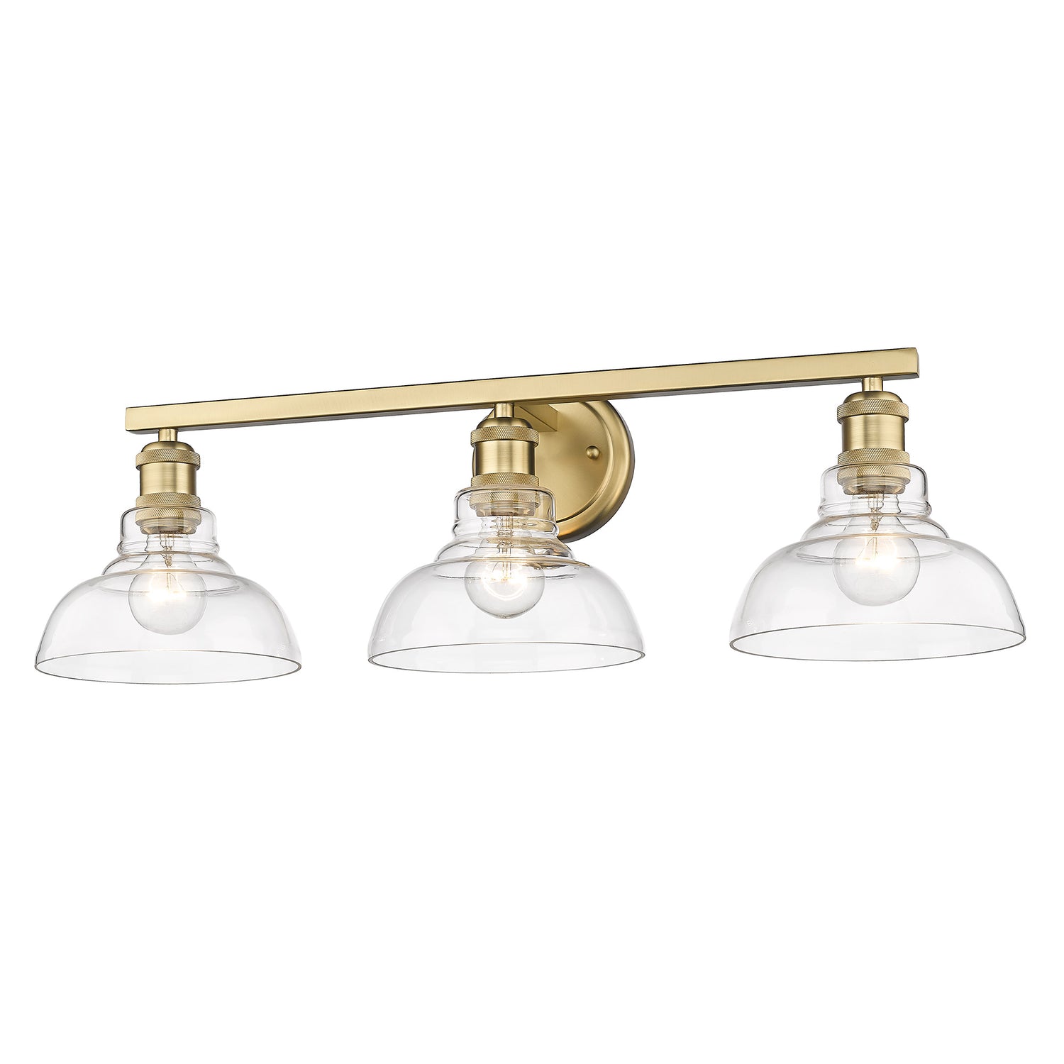 Carver BCB 3 Light Bath Vanity in Brushed Champagne Bronze with Clear Glass Shade