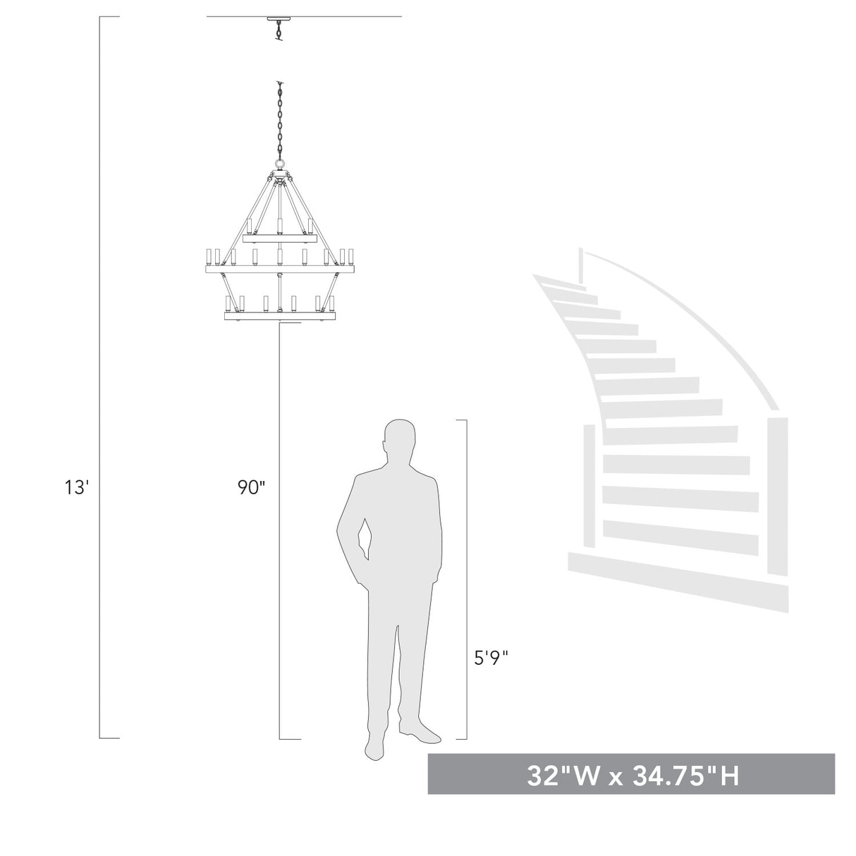 Alastair 3 Tier 3+9+6 Light Chandelier in Matte Black