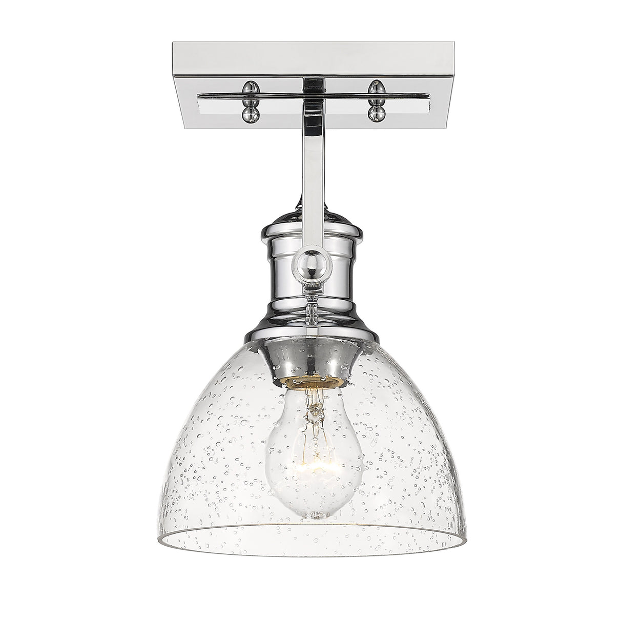 Hines 1-Light Semi-Flush in Chrome with Seeded Glass