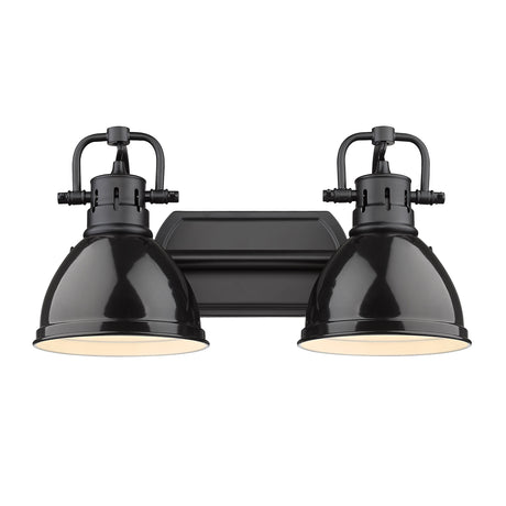 Duncan 2 Light Bath Vanity in Matte Black with Black Shades