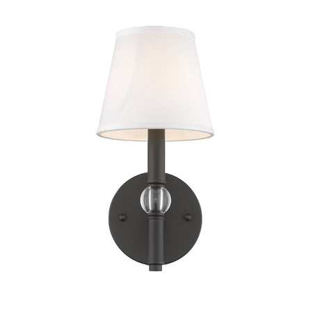 Waverly 1 Light Wall Sconce in Rubbed Bronze with Classic White Shade