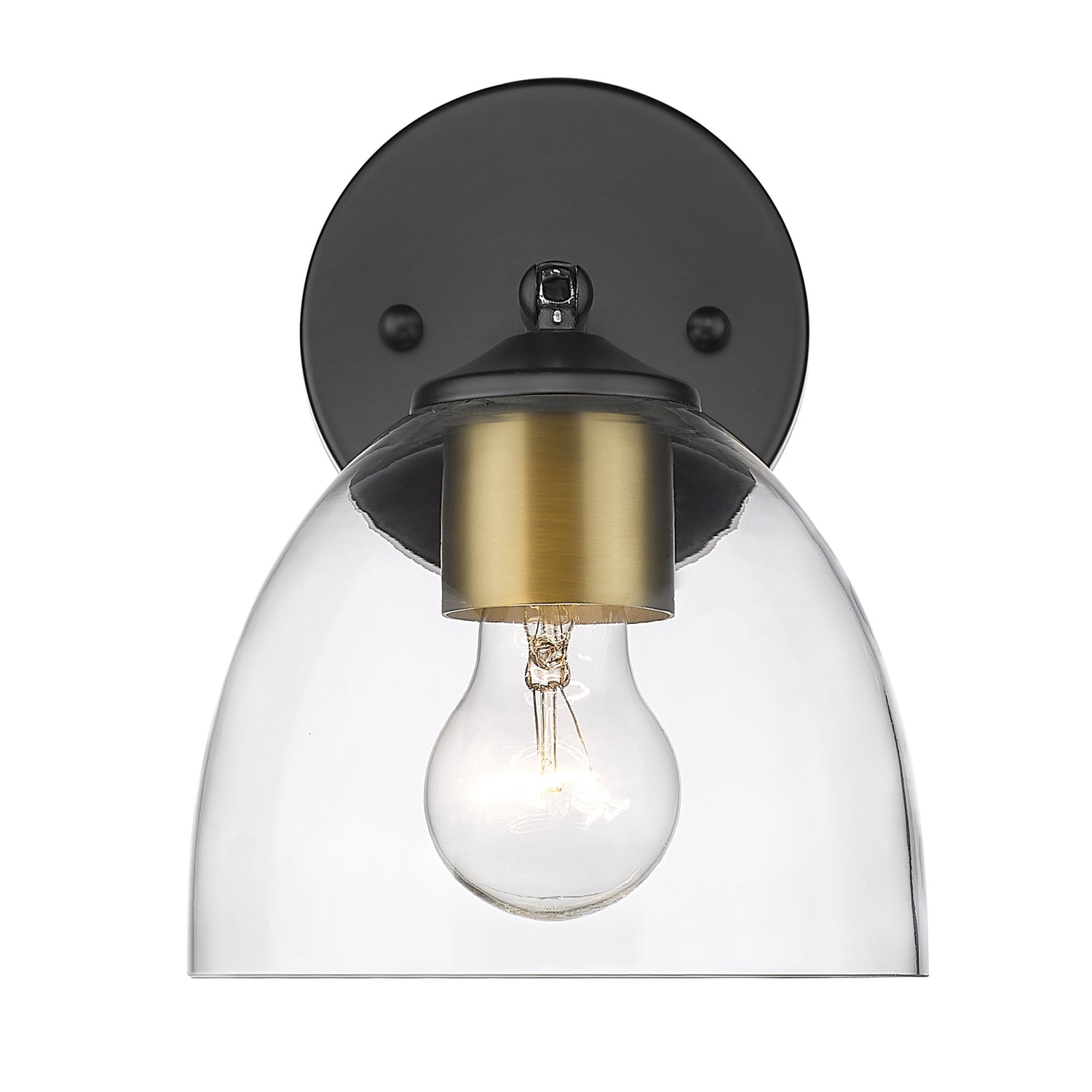 Roxie 1 Light Wall Sconce in Matte Black with Brushed Champagne Bronze and Clear Glass Shade