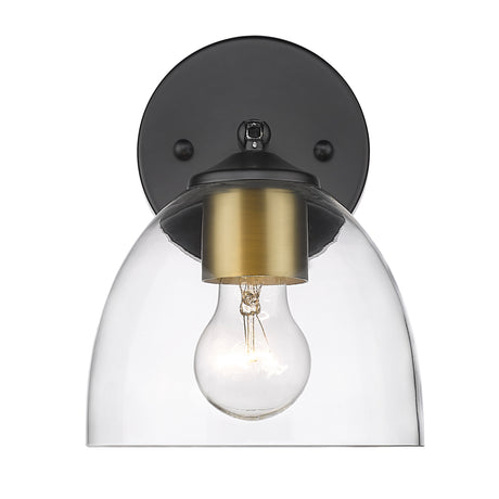 Roxie 1 Light Wall Sconce in Matte Black with Brushed Champagne Bronze and Clear Glass Shade
