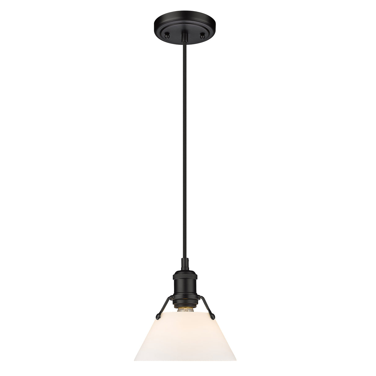 Orwell BLK Small Pendant in Matte Black with Opal Glass Shade