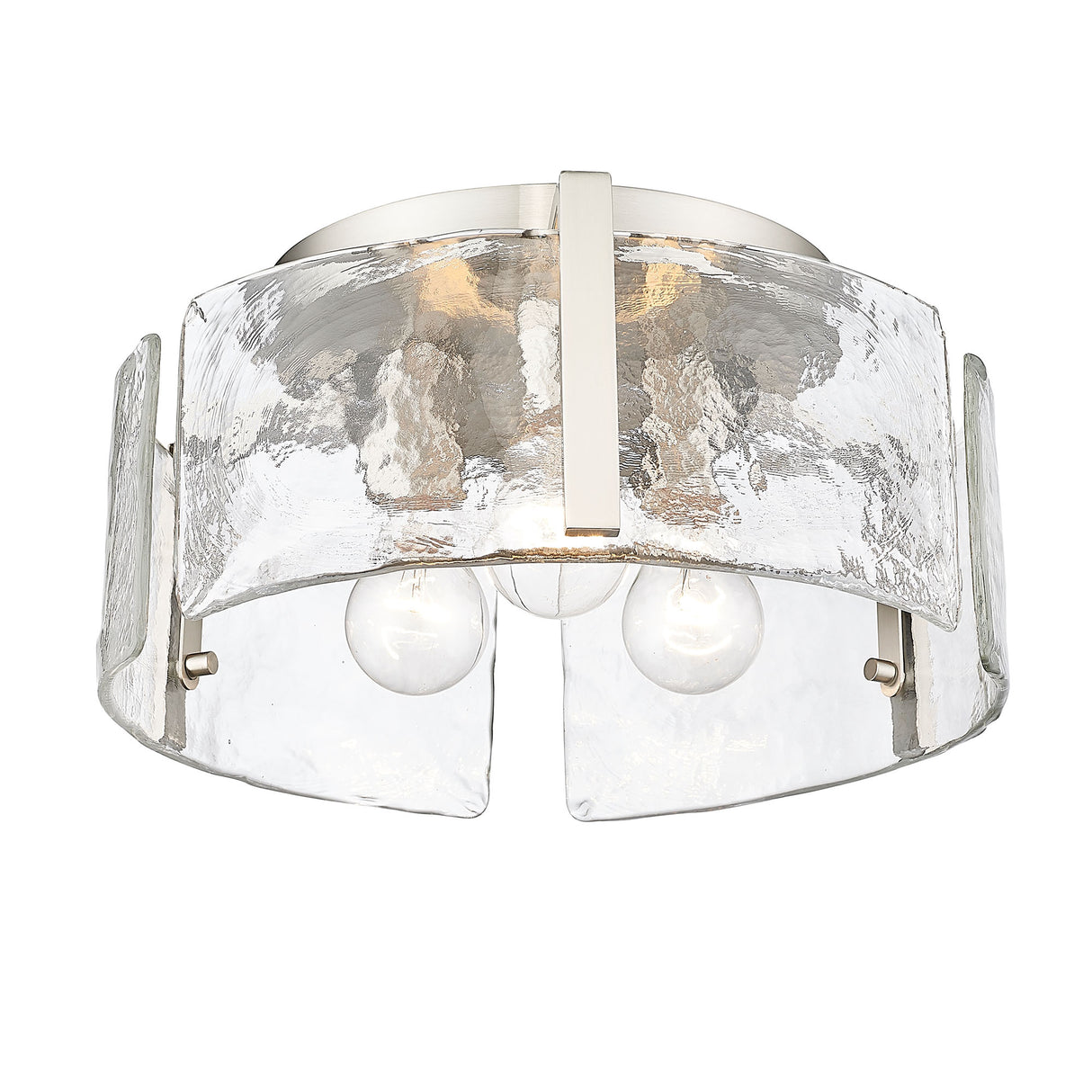 Aenon 3-Light Flush Mount in Pewter with Hammered Water Glass