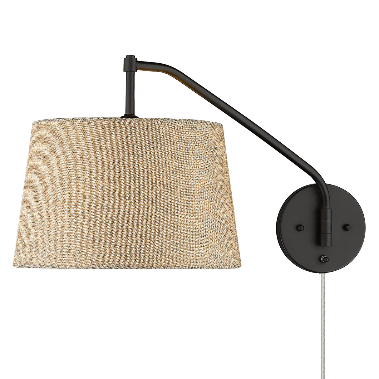 Ryleigh Articulating Wall Sconce in Matte Black with Natural Sisal Shade