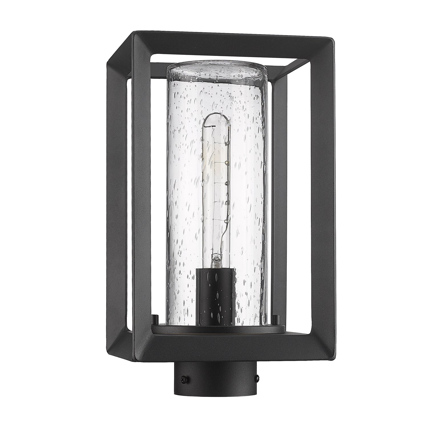 Smyth NB Post Mount - Outdoor in Natural Black with Seeded Glass Shade