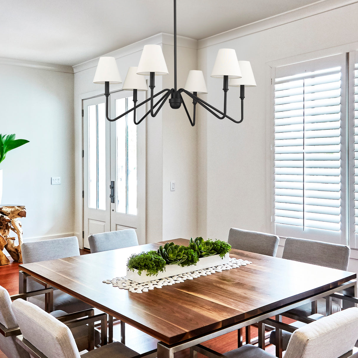 Kennedy Natural Black 6 Light Chandelier