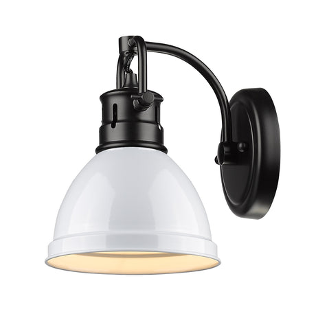 Duncan 1 Light Bath Vanity in Matte Black with a White Shade
