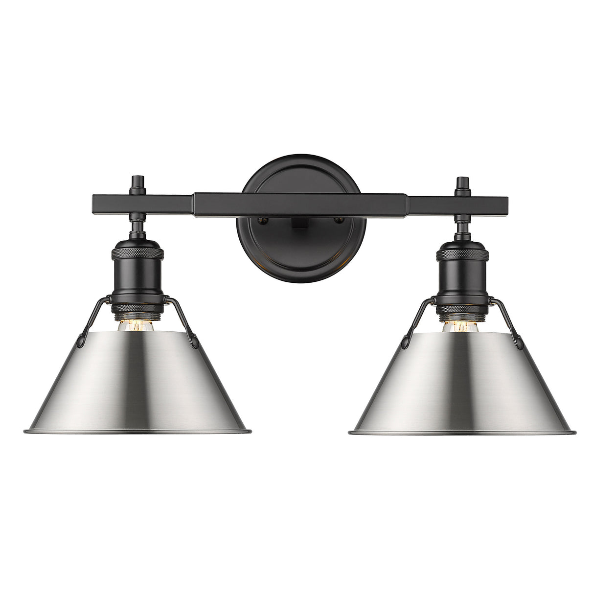 Orwell BLK 2 Light Bath Vanity in Matte Black with Pewter Shade
