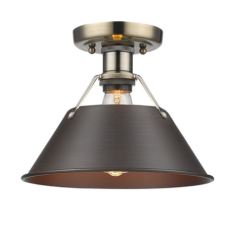 Orwell AB Flush Mount in Aged Brass with Rubbed Bronze Shade