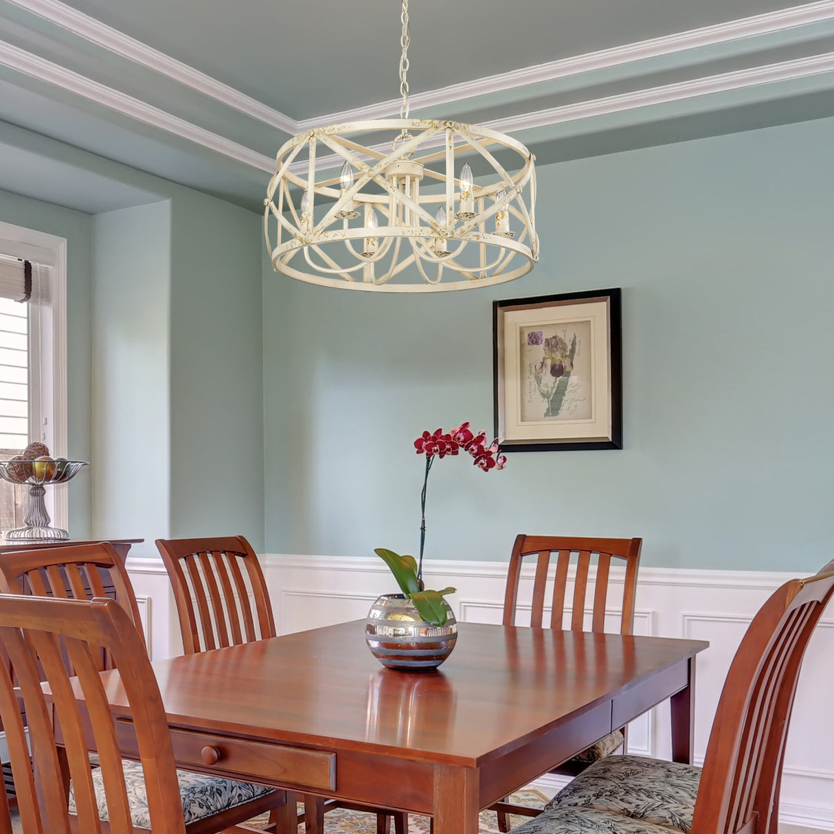 Alcott AI 6 Light Chandelier in Antique Ivory
