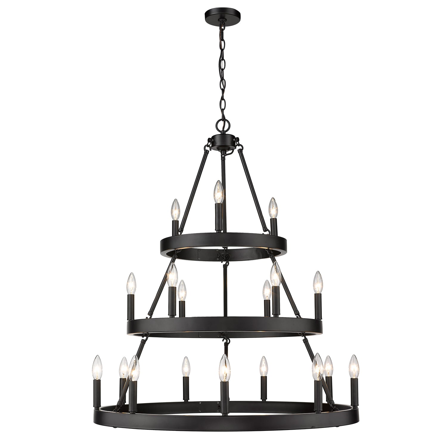 Alastair 3 Tier 3+6+9 Light Chandelier in Matte Black
