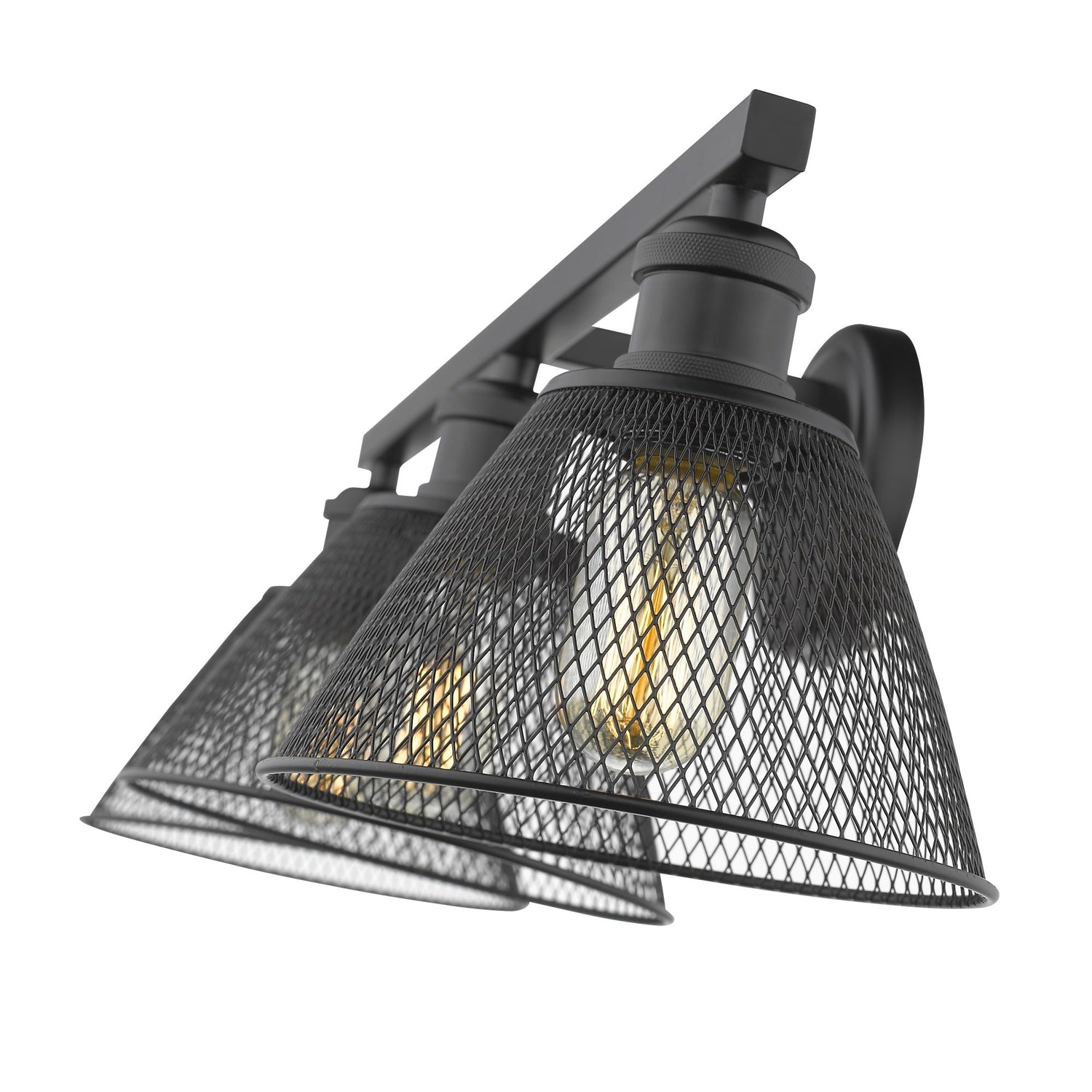 Carver 3-Light Bath Vanity in Matte Black with Mesh Shades