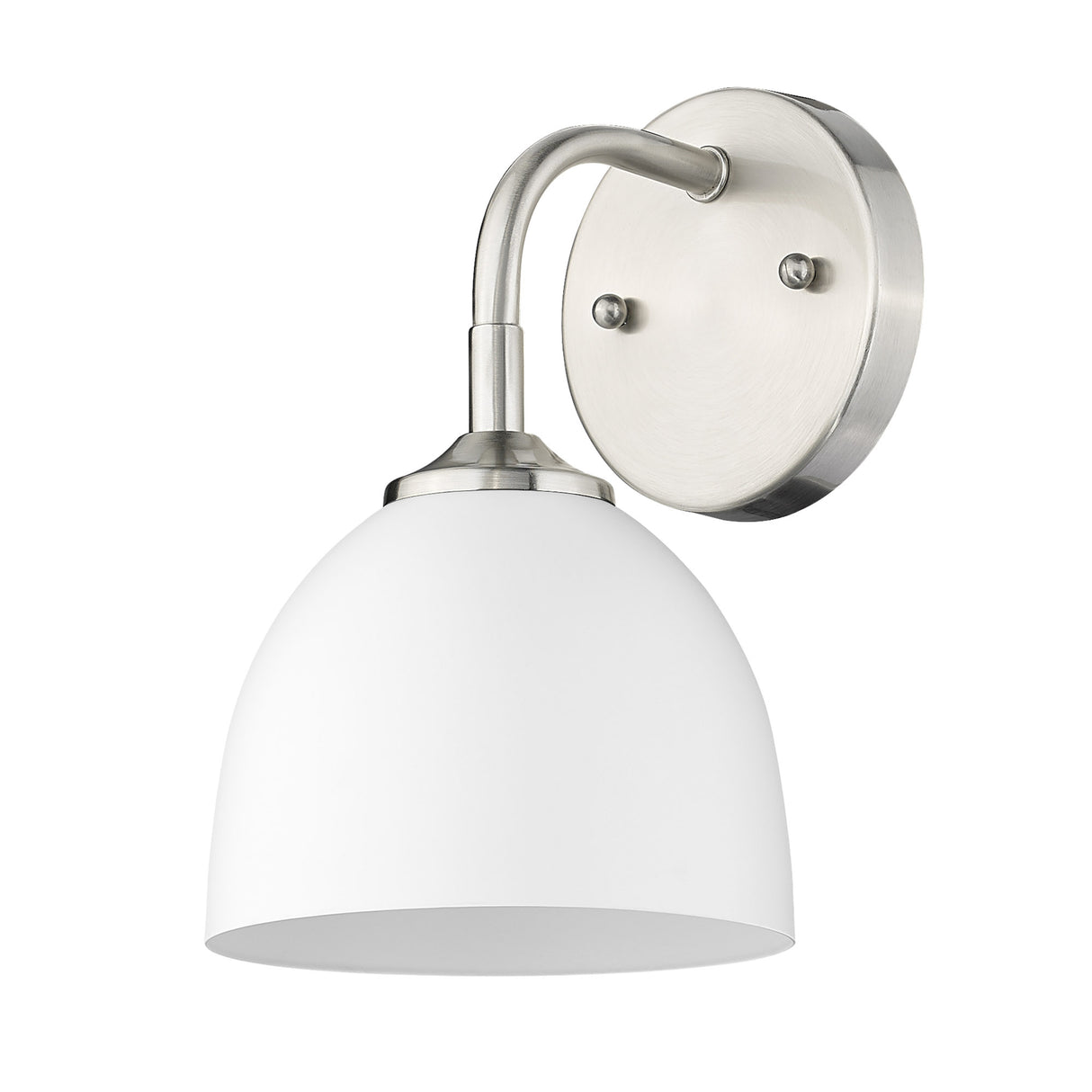 Zoey 1-Light Wall Sconce in Pewter with Matte White Shade