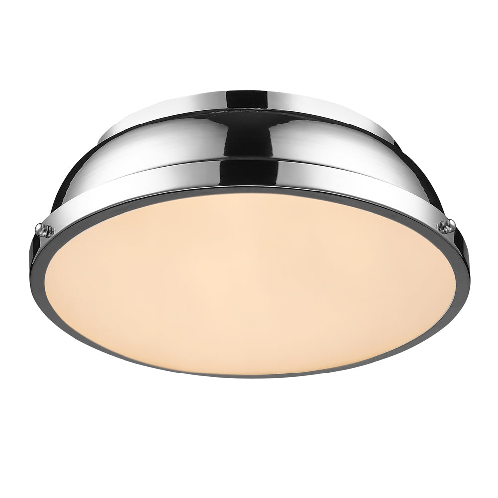 Duncan 14" Flush Mount in Chrome with a Chrome Shade