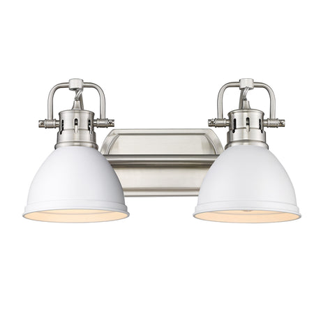 Duncan 2 Light Bath Vanity in Pewter with Matte White Shades