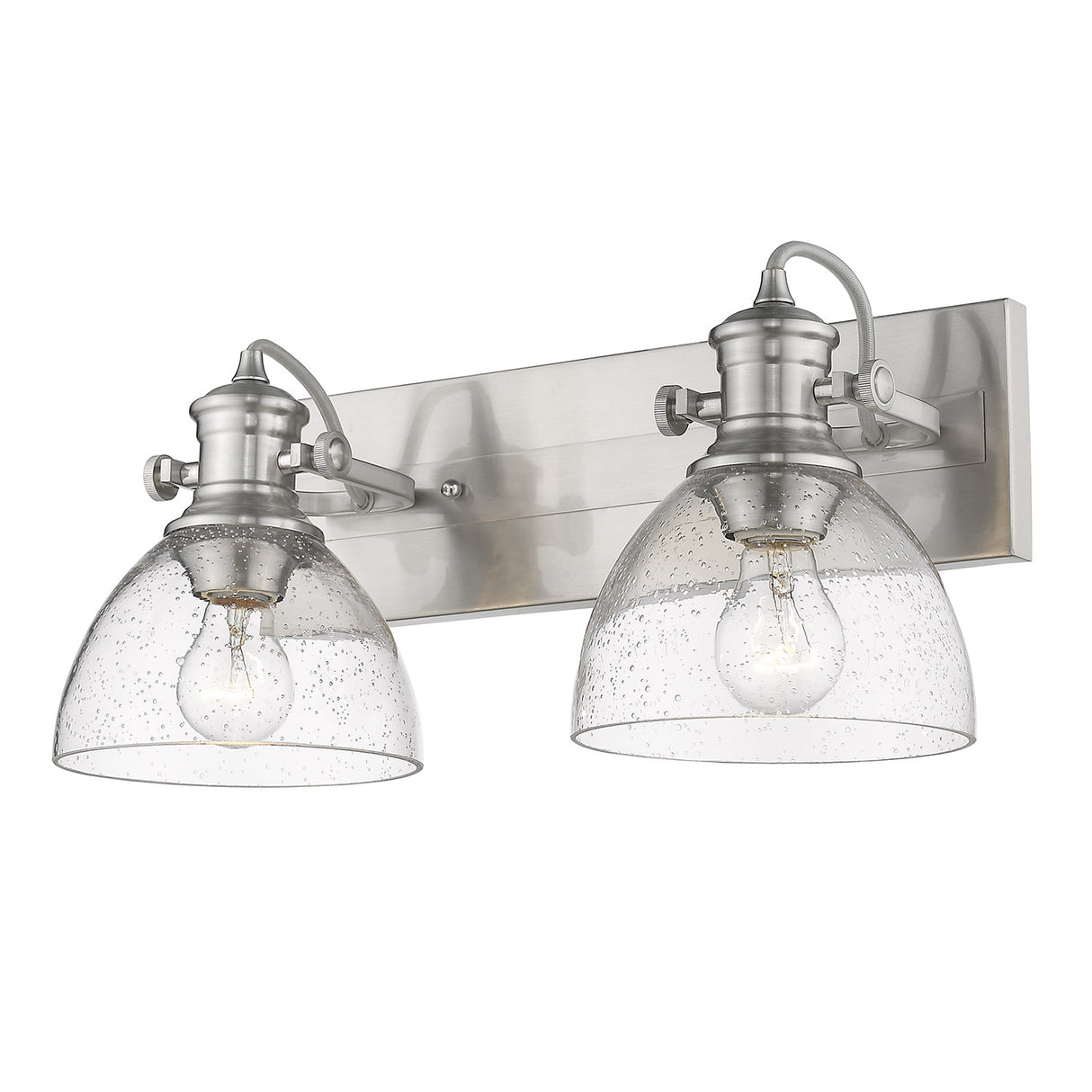 Hines 2-Light Semi-Flush in Pewter with Seeded Glass