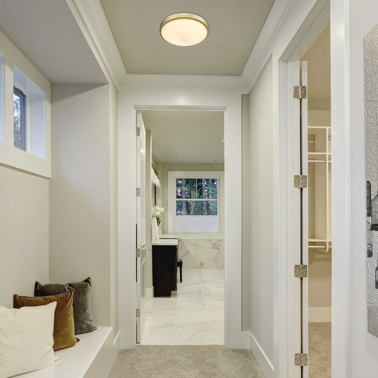Gabi 13" Flush Mount in Brushed Champagne Bronze with Opal Glass