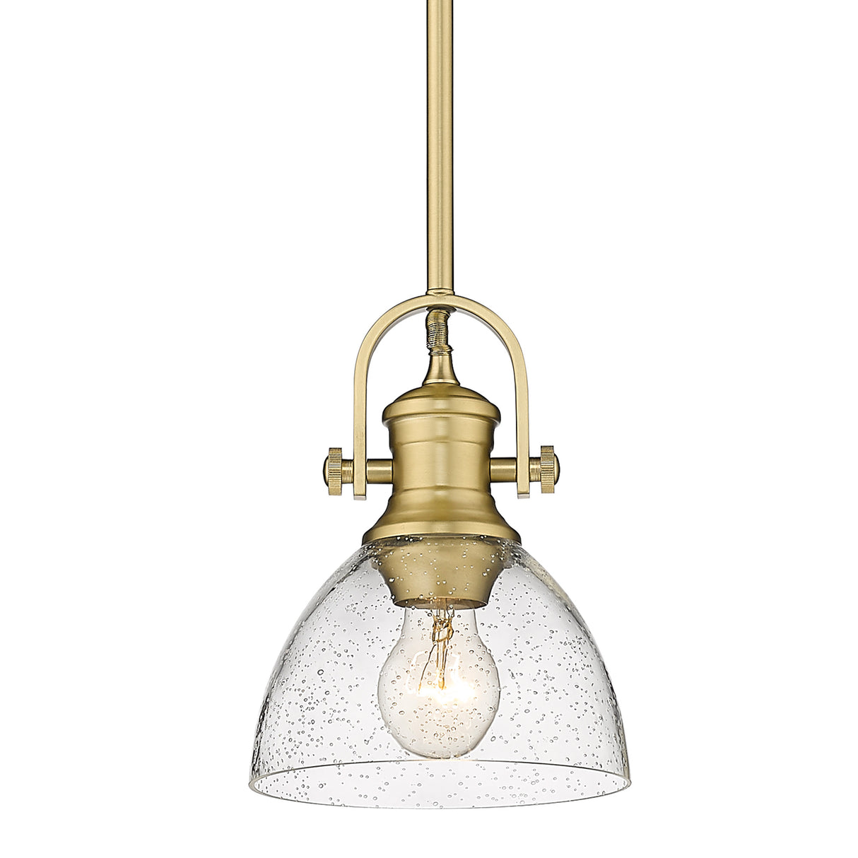 Hines Mini Pendant in Brushed Champagne Bronze with Seeded Glass Shades