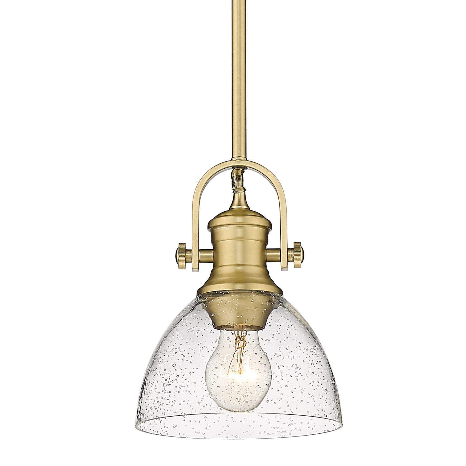 Hines Mini Pendant in Brushed Champagne Bronze with Seeded Glass Shades