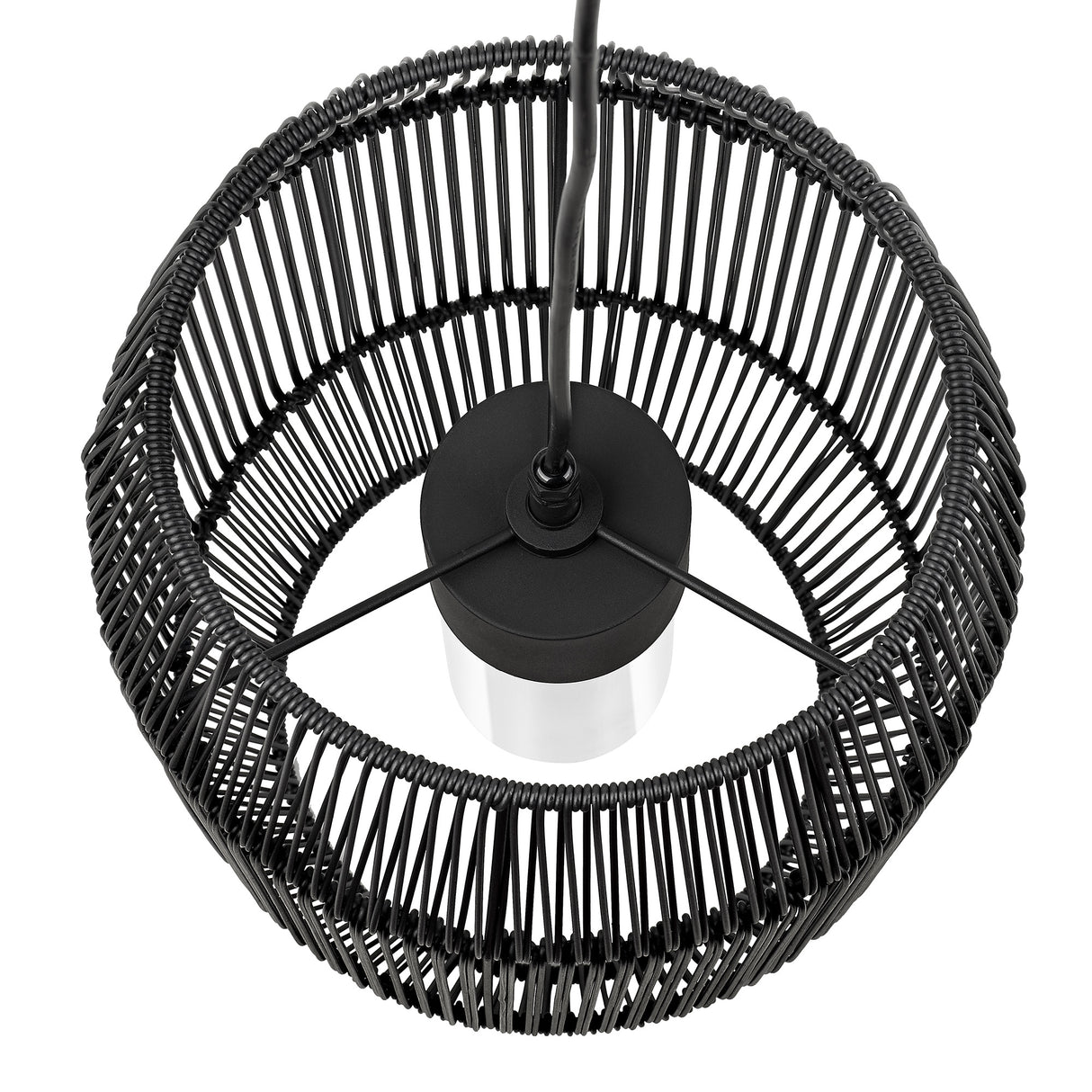 Seabrooke 1 Light Pendant - Outdoor in Natural Black with Black Composite Wicker Shade